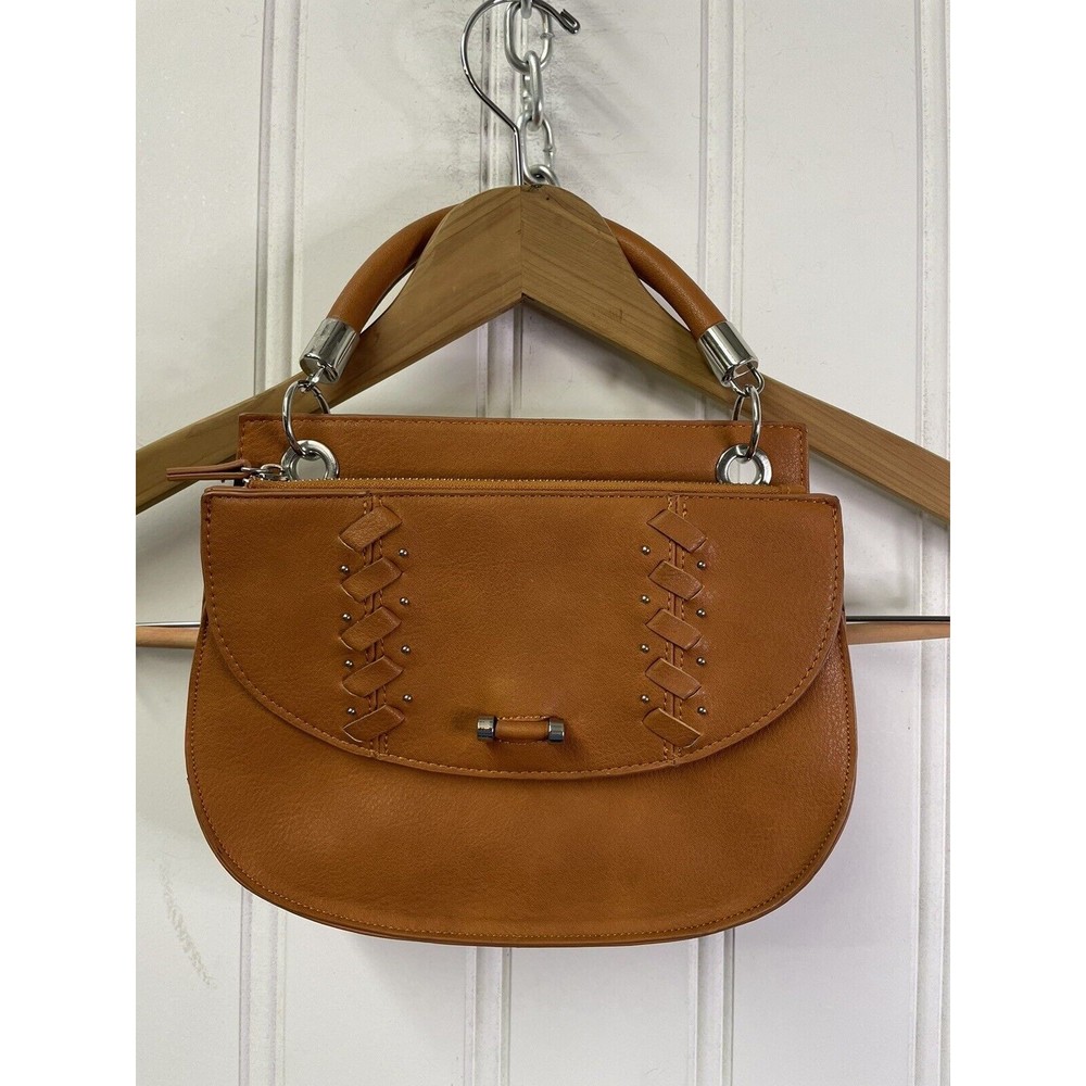 Danielle Nicole Brown Theia Studded Stitched Top Handle Handbag Purse
